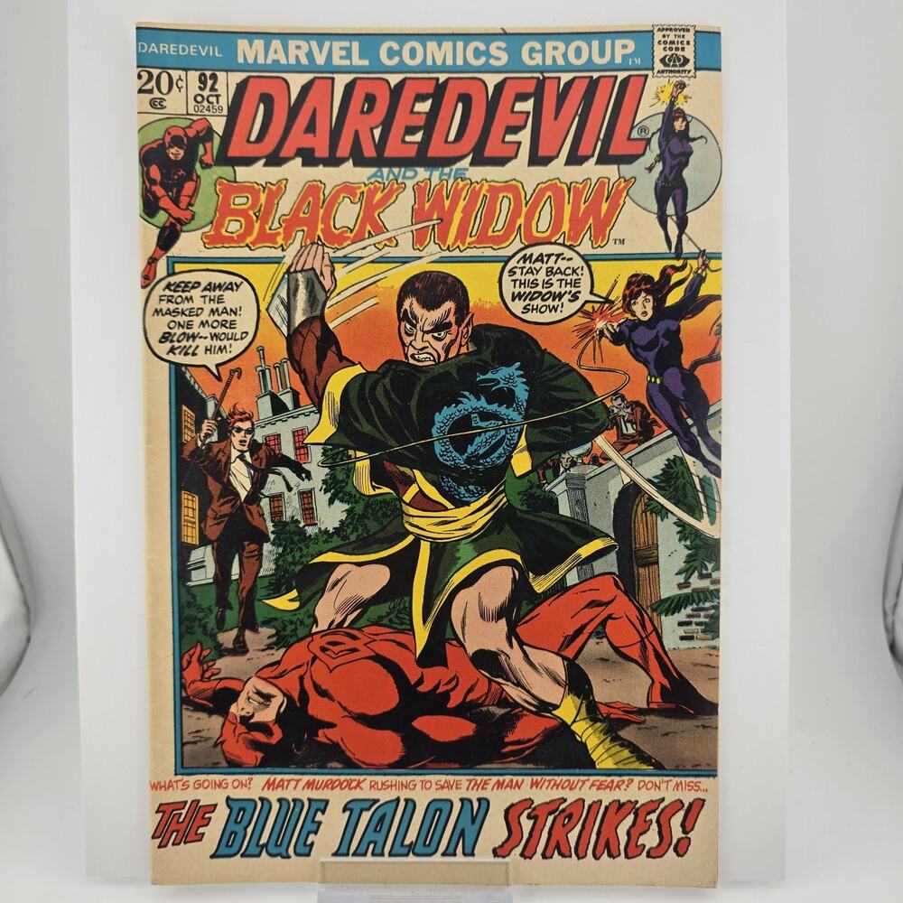 Daredevil #92 (Oct 1972, Marvel Comics) And The Black Widow 1st blue talon